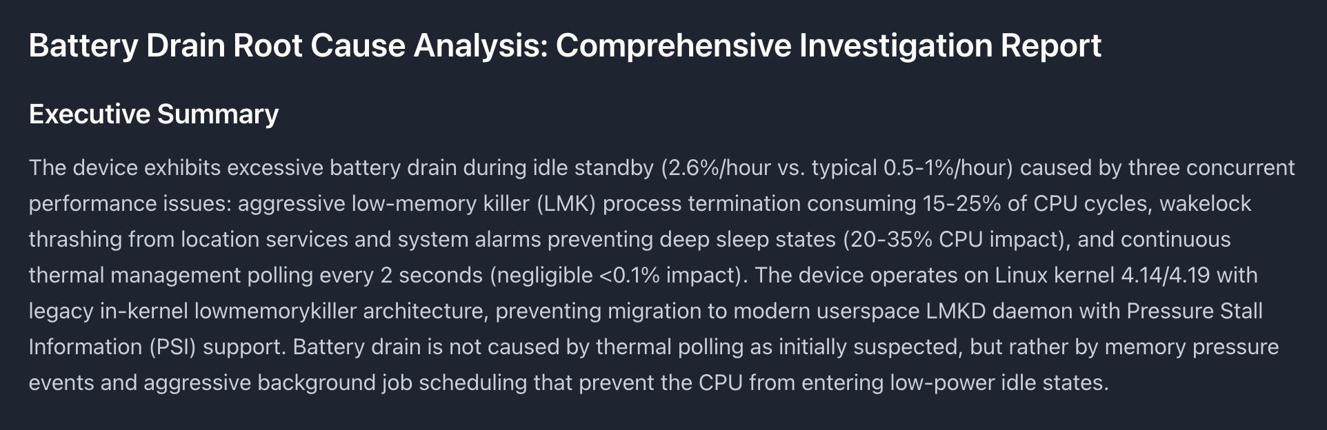 Battery Drain Investigation Report