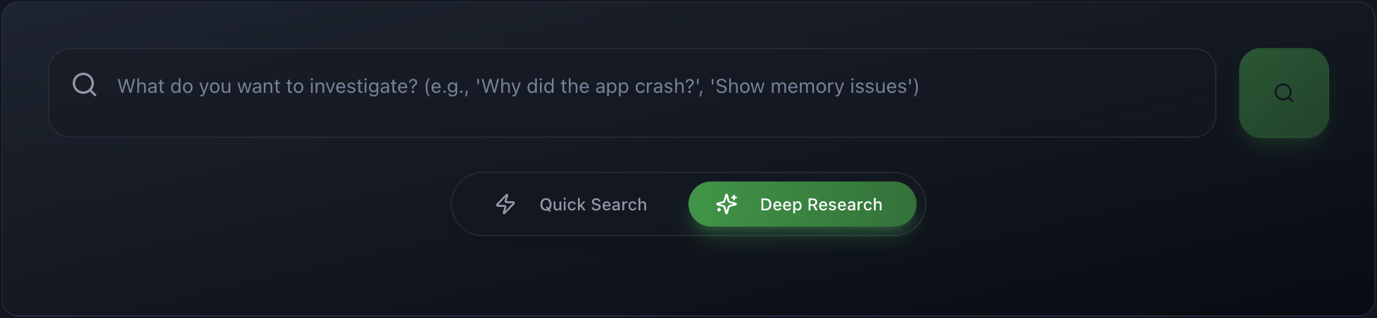 Quick Search vs Deep Research Toggle