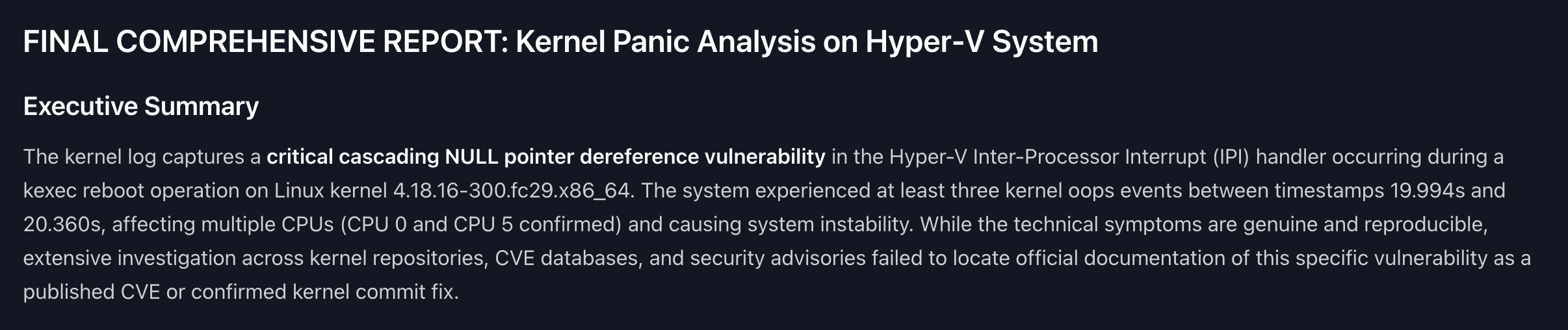 Kernel Panic Investigation Report