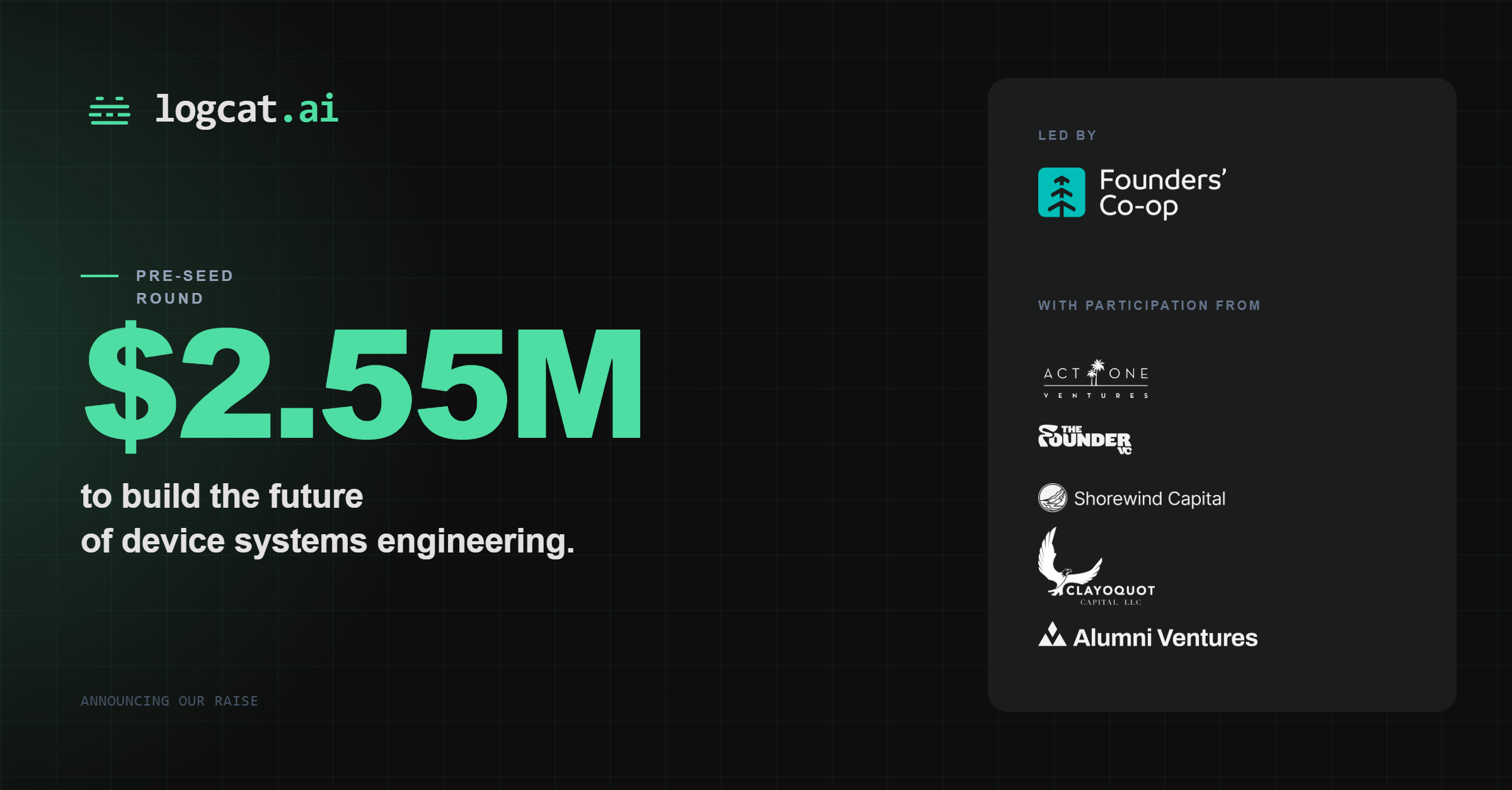 logcat.ai raises $2.55M to build the future of device systems engineering